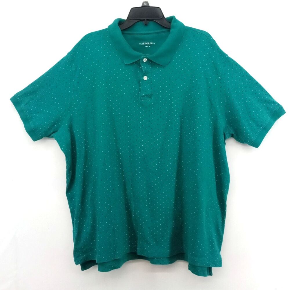 Harbor Bay Polo Shirt Men Size 3XLT Teal Short Sleeve Collared Top Rugby Golf